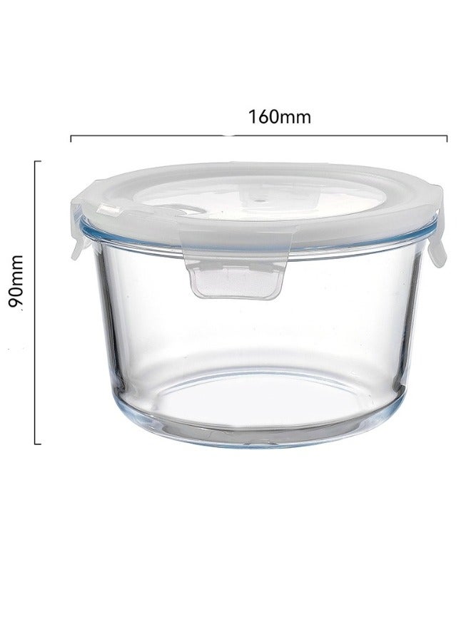 Happy Home 1Pcs Premium Round Glass Food Containers – BPA-Free, Leak-Proof 4-Sided Lock Lid with Rubber Seal, Steam Vent, Microwave, Oven, and Freezer Safe, 1100ml (Height 9cm × Width 16cm), Stackable, Eco-Friendly, Perfect for Food Storage and Meal Prep - Image 2